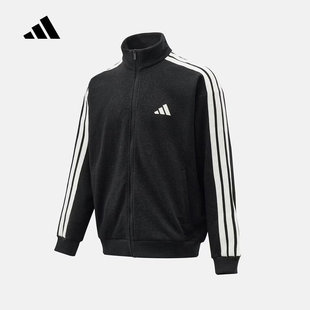 adidas阿迪达斯仿牛仔运动休闲外套2026春男三条纹夹克 KR2487