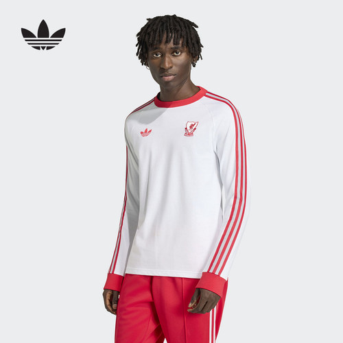 adidas阿迪达斯三叶草利物浦足球休闲文化修身长袖圆领T恤 JZ2543