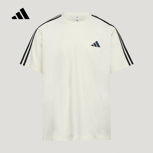 adidas阿迪达斯男撞色三条纹宽松落肩撞色纯棉休闲短袖T恤 LE1244