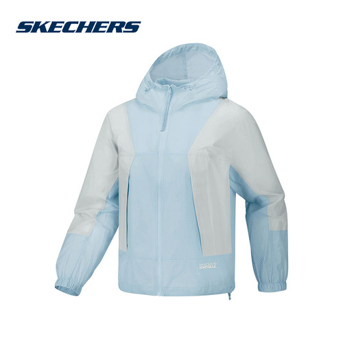 Skechers斯凯奇2026春夏新款女士休闲轻薄梭织连帽外套 P226W117
