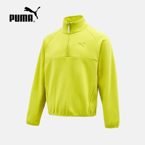 PUMA彪马男运动远红外保暖拒寒透湿加绒宽松拼接半拉链卫衣635725