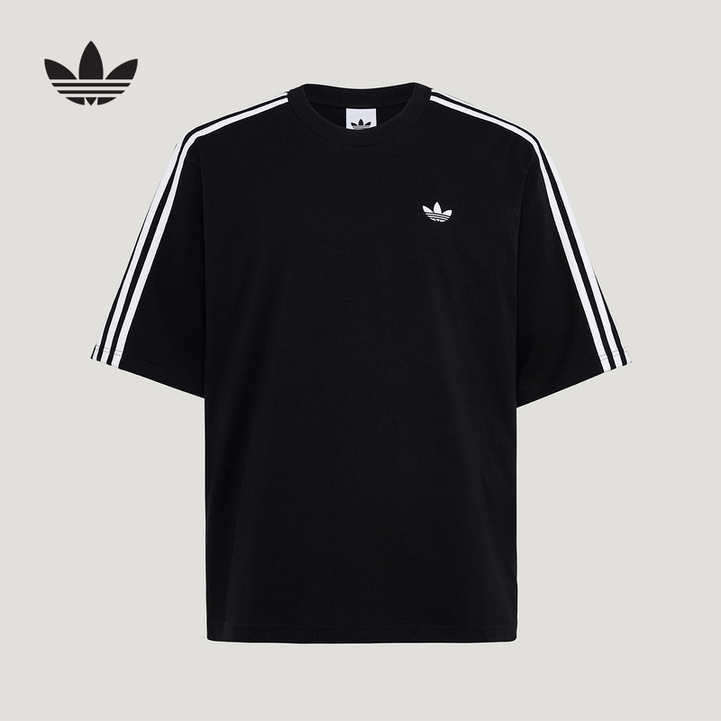 adidas阿迪达斯三叶草纯棉运动短袖T恤26夏男大号版型半袖 KG6333