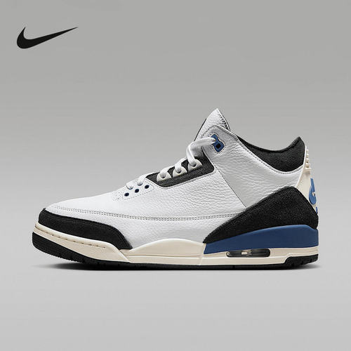 耐克Air Jordan AJ3 AMM联名白蓝色中帮复古篮球鞋防滑耐磨HV8571