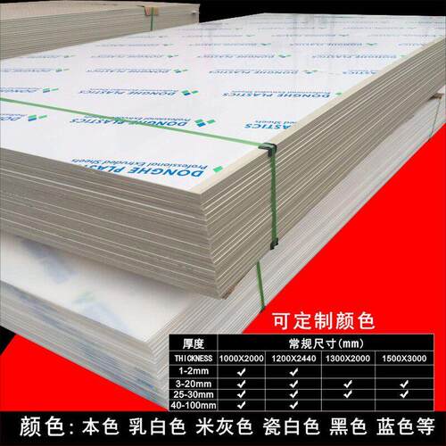 头料工厂黑白蓝红黄绿色PE胶板P源P板POM板PA66龙尼硬塑板材加工