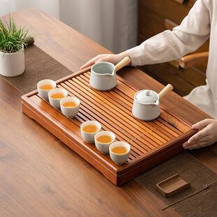 家用储水式实木茶盘小型简约长方形干泡盘功夫茶具排水茶托盘茶台