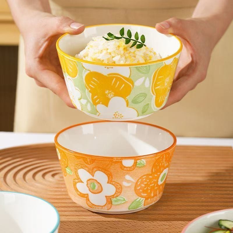 4个装,花漾年华米饭碗春夏秋冬颜色随机卡通碗餐具经典家用碗QL