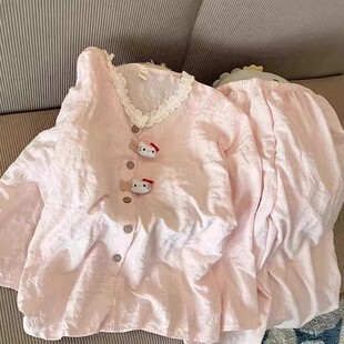 睡衣套装 女童休闲花边开衫 宝宝卡通空调服CH 春夏款 儿童家居服套装