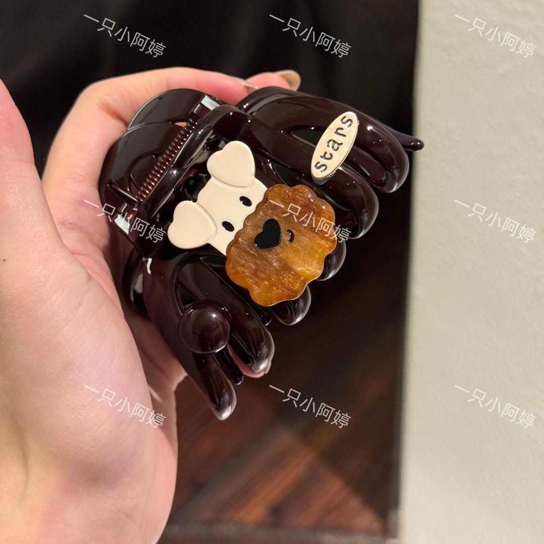 高定版发量多雪纳瑞咖啡豆大抓夹韩国原版醋酸抓夹YY