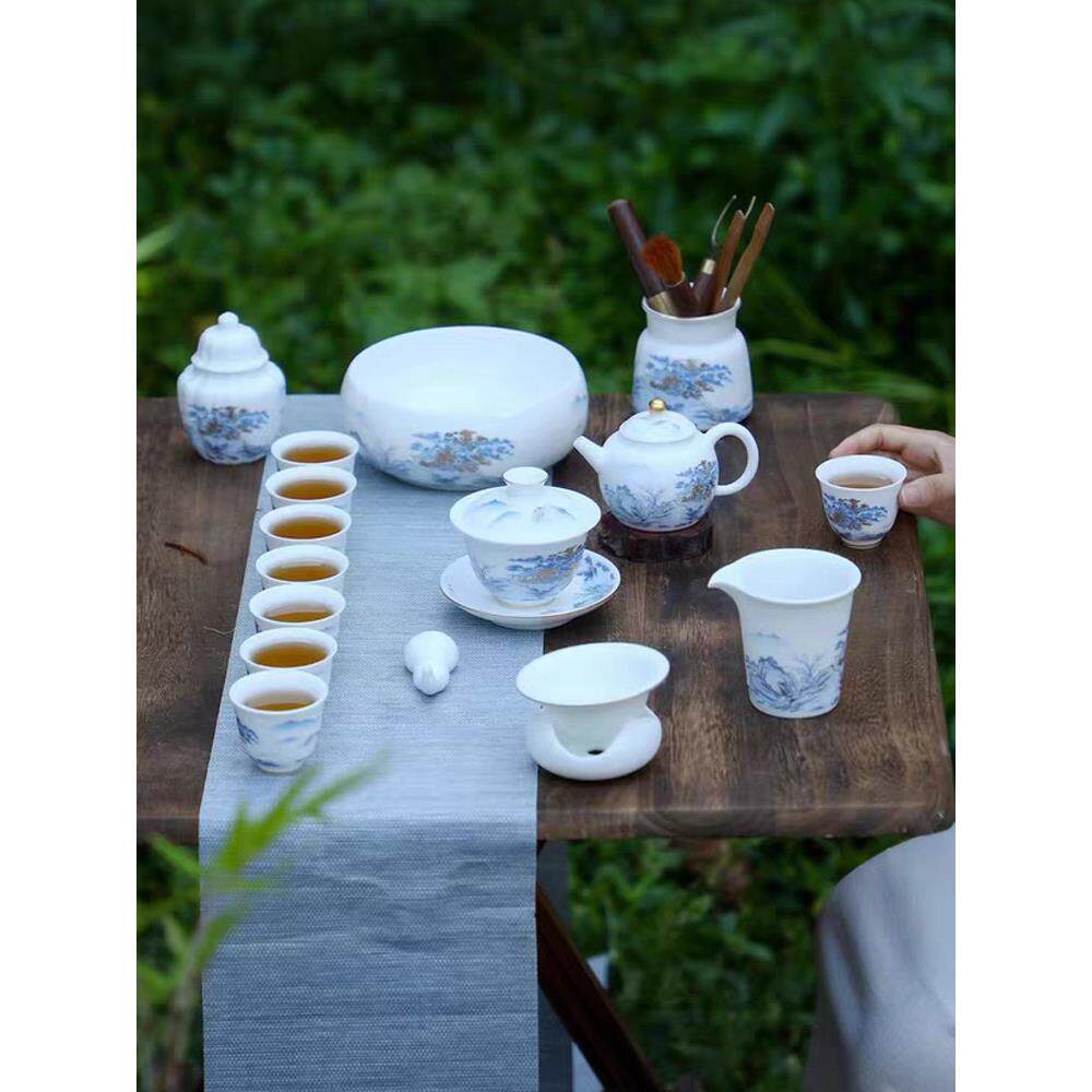 冰种瓷茶具礼品套装轻奢高档茶杯盖碗整套领导长辈礼物茶具套装
