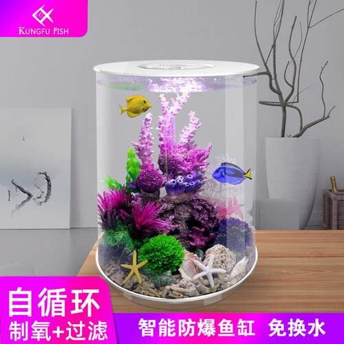 鱼小侠小型鱼缸圆柱生态鱼缸客厅2025新款新型鱼缸过滤制氧All