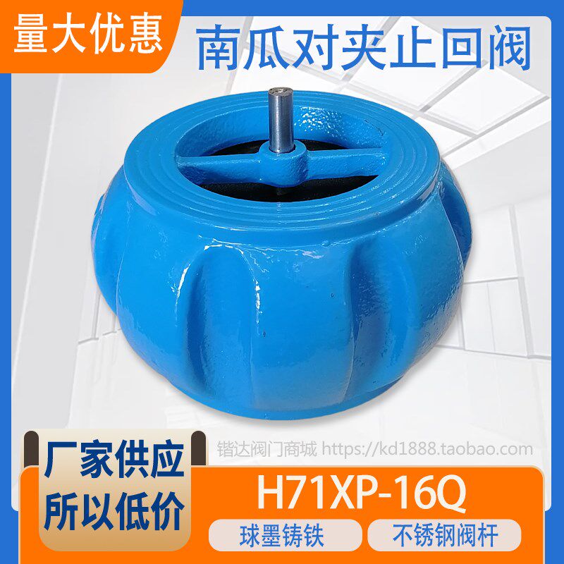 南瓜型对夹止回阀H71X-16Q不锈钢杆水管逆止阀泵房止逆阀4寸DN100