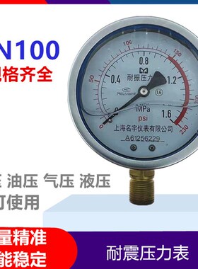 YN100耐震压力表充油液压表抗震气压表0-1.6/2.5/10/25/40mpa真空