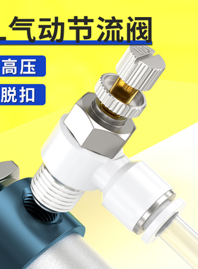 节流阀气动可调气缸调速节气阀SL4-m5/6-01/8-02可调节气管接头