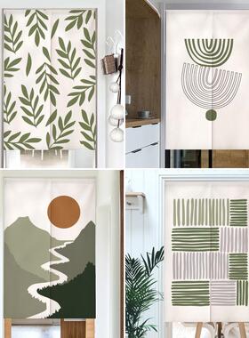北欧ins门帘小清新绿植布帘厨房卧室隔断帘卫生间家用半帘免打孔