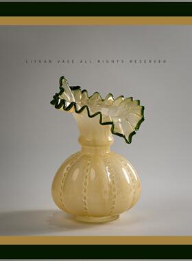 法式中古芬顿手工玻璃插花器花瓶家居复古摆件