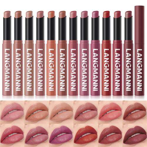12 Colors Bevel Rotatable Matte Lipstick 十二色哑光口红单支