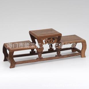 实木小花架博古架红木花几置物架中式鸡翅瓷瓶架中高两低底座