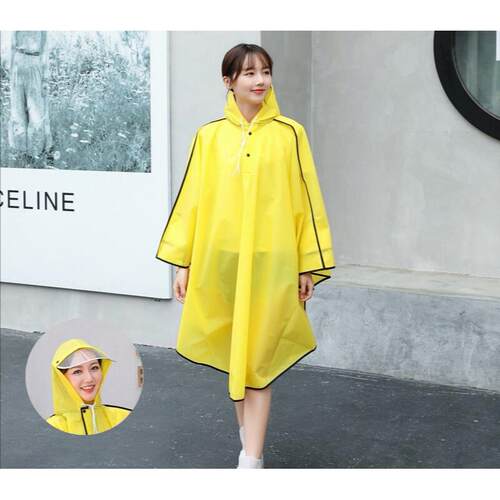 户外日记时尚雨衣套头式斗篷雨衣徒步骑行双帽檐反光边手罩防雨