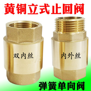 弹簧止回阀立式单向阀黄铜水管螺纹阀门4分6分平装水阀止逆阀锻造