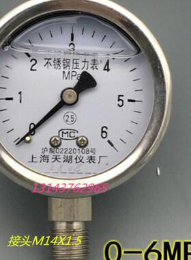 不锈钢耐震压力表YN-60BF 6MPa YTN60BF 耐高温