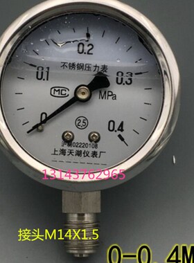 不锈钢耐震压力表YN-60BF 0.4MPa YTN60BF 耐高温