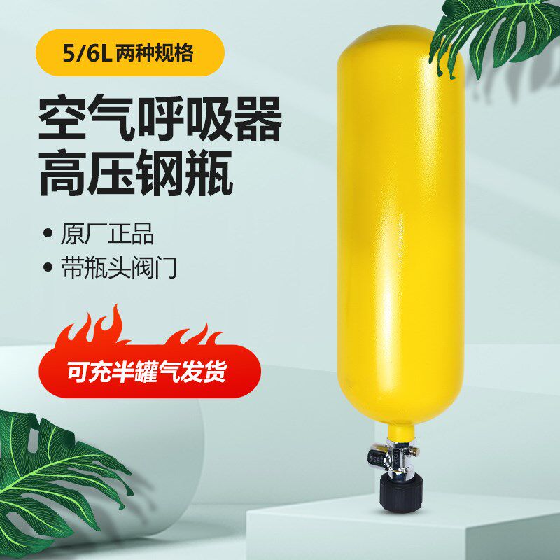 6L钢瓶 6L高压气瓶 6L空气呼吸器气瓶 6L备用钢气瓶 带阀带气厂家
