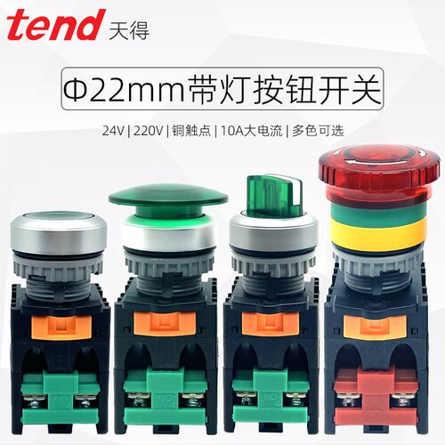 22mm按钮开关TN2IF-TN2IKR-TN2IS-TN2IL-L1AB-2A天得 24V带灯220V