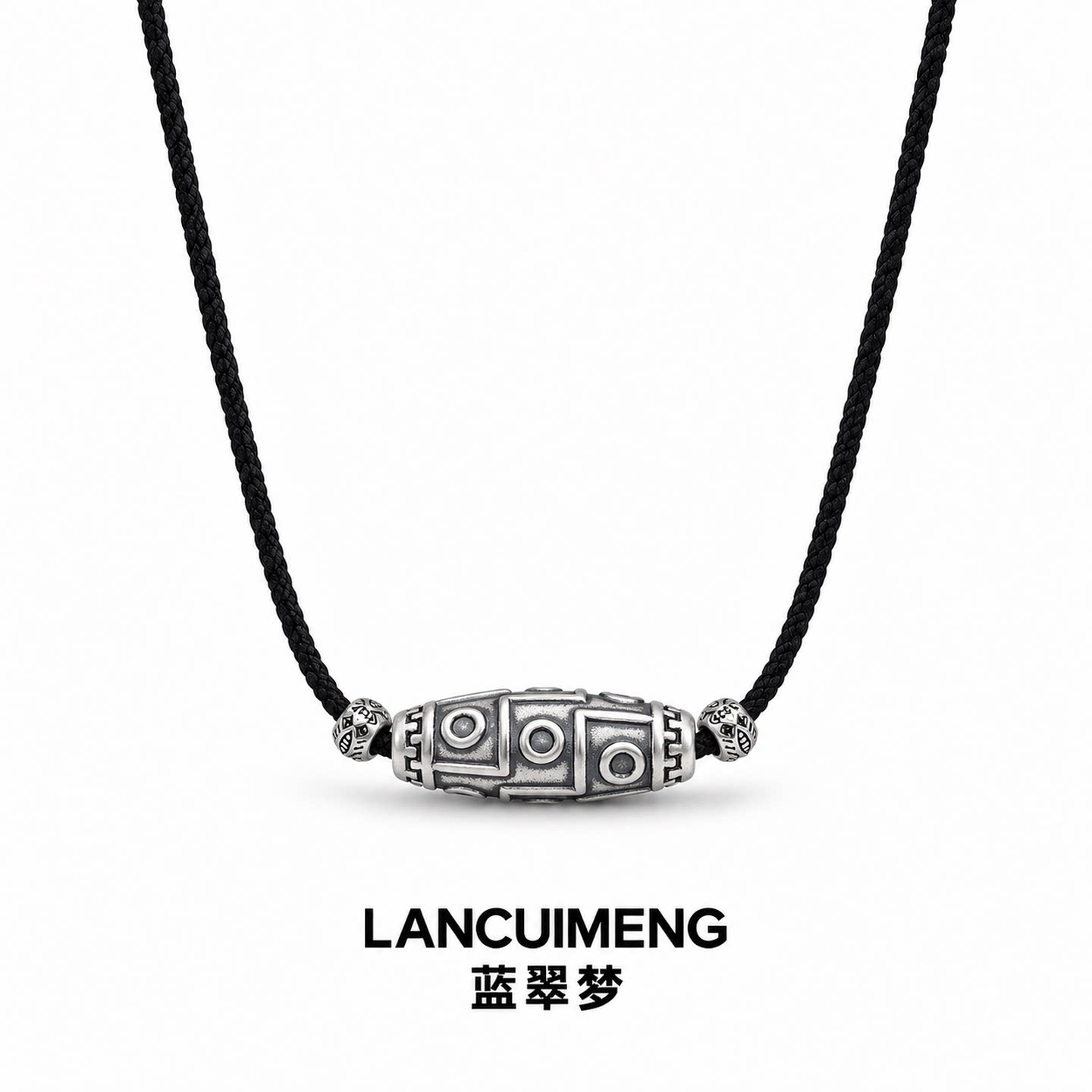 S999纯银项链足银十字天珠聚财女款情绪稳定高级感百搭时尚吊坠