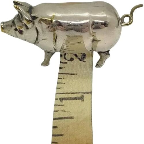 跨境爆款Antique Pig Mini Tape Measure复古迷你金属猪卷尺尺子
