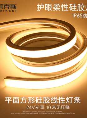 led柔性硅胶12v24灯带条软套管低压防水自粘220V嵌入式线形灯带槽