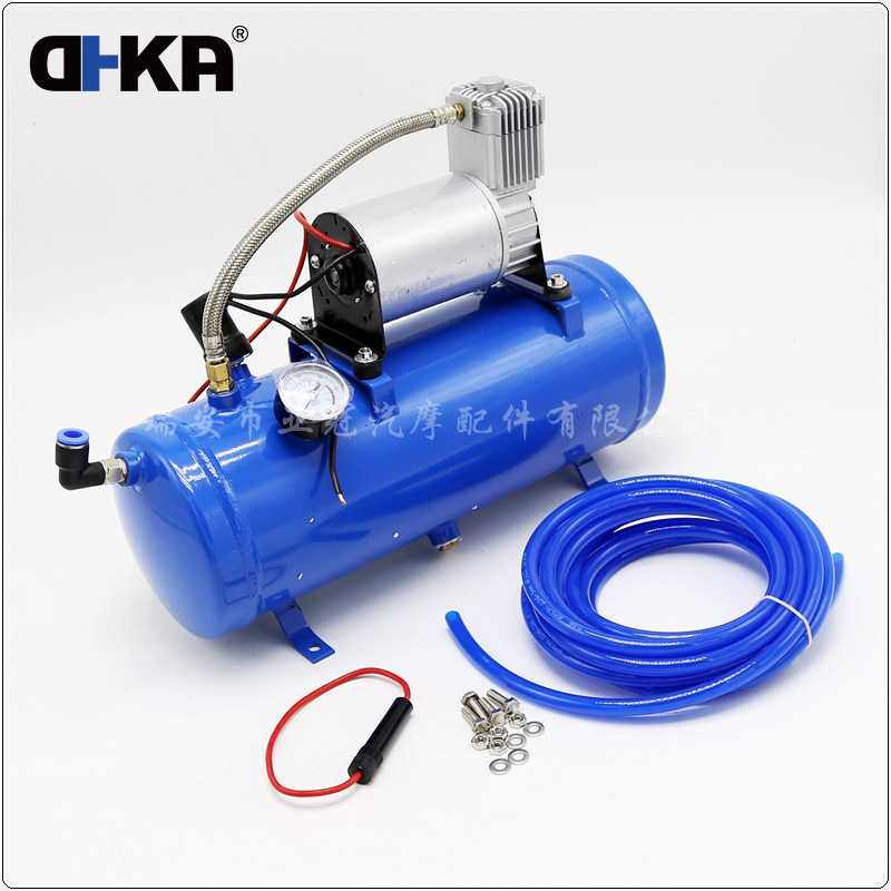 通用现货喇叭改装气泵蓝色6L空气压缩机12V24V悬挂压缩机