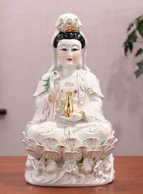 潮州珍艺㊣陶瓷高白观音像 陶瓷观音摆件 陶瓷工艺品