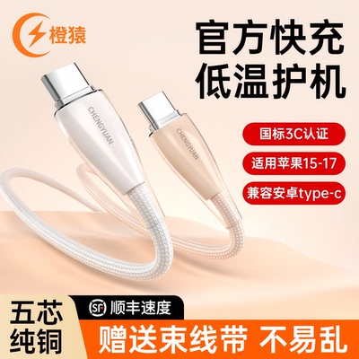 适用苹果17充电线16promax快充iPhone15的数据线17Air双Type-C手机ipad平板专用车载编织传输线PD正品闪充