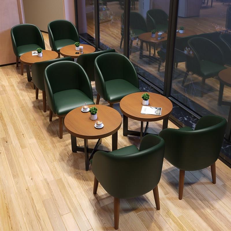简约奶茶店桌椅 咖啡厅酒吧音乐清吧休闲皮艺餐桌椅组合 卡座沙发