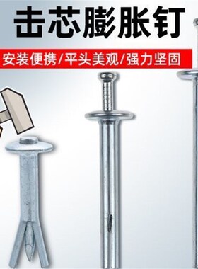 美式胀钉击芯壁虎快速打入式膨胀螺丝锤击插片快速铆钉敲击M6包邮