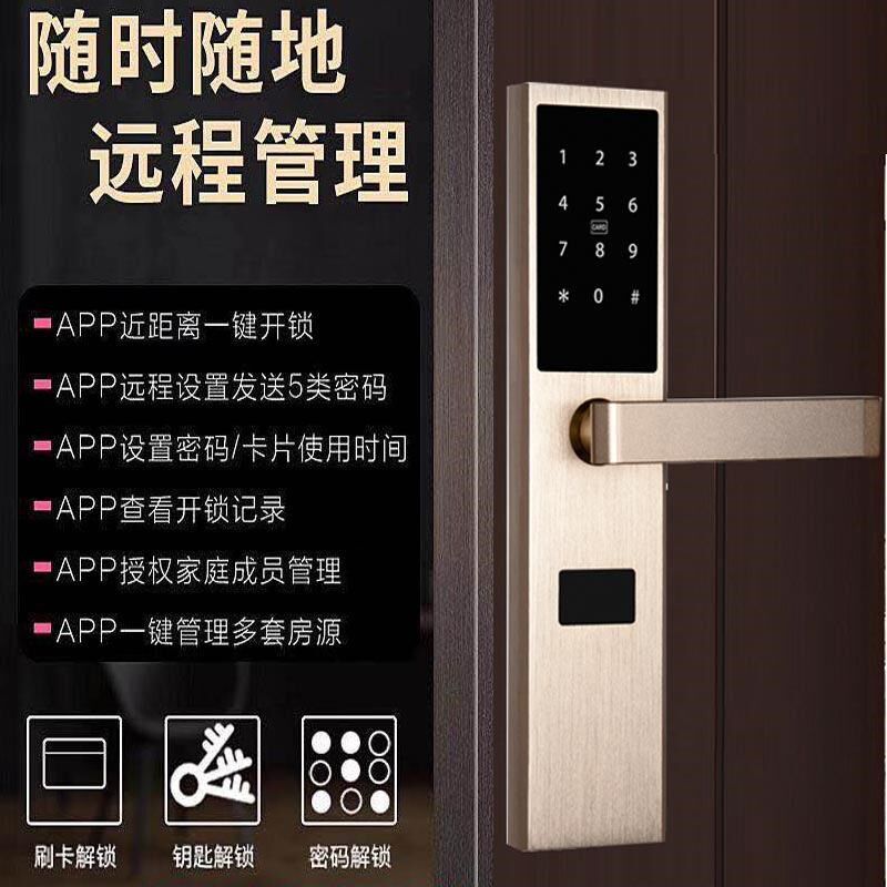 远程APP开锁蓝牙民宿宾馆智能门锁租房公寓密码锁不锈钢防盗门锁