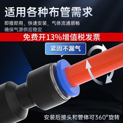 朗加PU接头礼盒套装组合装气动快速接头直通直插气管对接配件大全
