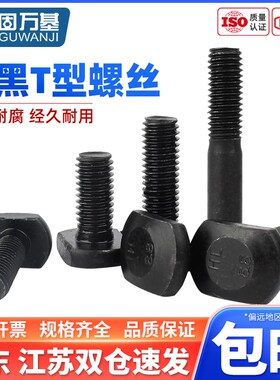 8.8级t型螺丝槽用螺栓高强度发黑GB37T形压板螺丝M8M10M12M14M36