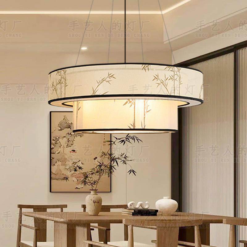 宋代美学餐厅客厅卧室新中式茶室民宿酒店饭店圆形包厢布艺吊灯,家装灯饰光源,智能吊灯,淘宝优惠券,粉丝福利购,淘宝优惠卷