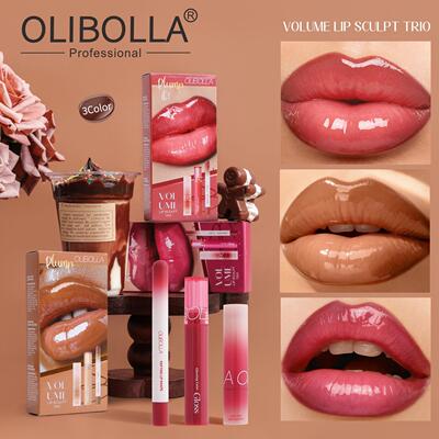 Lip Liner Lip Glaze Mirror Lipstick 3Pcs Set 唇线笔唇釉口红