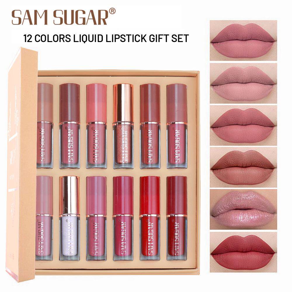 12 Colors Velvet Lip Gloss Set 哑光丝绒唇釉 持久不易沾杯