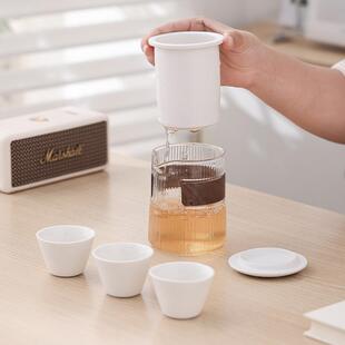 便携式旅行茶具快客杯玻璃泡茶杯套装户外功夫陶瓷随身创意潮流