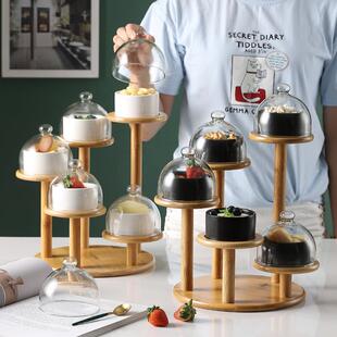 陶瓷甜品盅碗酒店沙拉冰淇淋碗布丁盅点心碟步步高展示架白瓷餐具