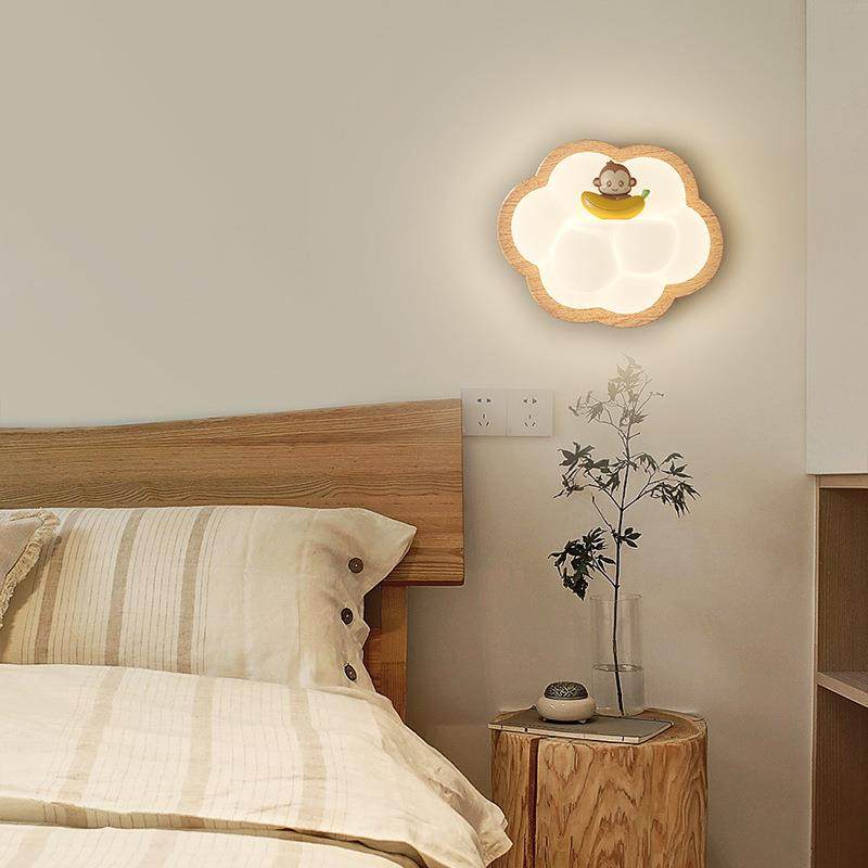 胡桃木壁灯儿童房床头灯中古复古原木风客厅沙发公主房间背景墙灯,家装灯饰光源,壁灯,淘宝优惠券,粉丝福利购,淘宝优惠卷