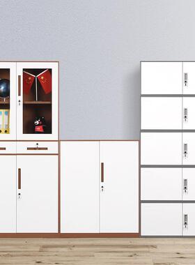 拆装钢制文件柜窄边办公铁皮柜资料书柜矮柜套色档案柜带锁凭证柜