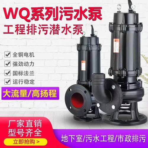 WQ潜污泵铸铁全铜电机潜水排污泵工地排污抽水管道泵水泵节能效