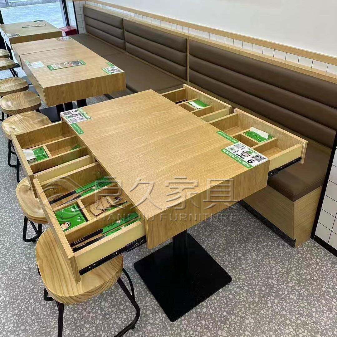餐饮店铺家具蒙自源米粉面遇见重庆小面带抽屉餐桌椅卡座沙发