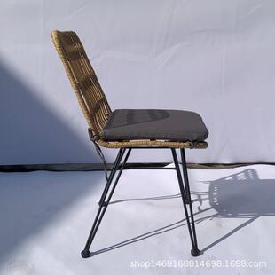 北欧民宿藤编桌椅户外休闲铁艺藤椅吧台椅阳台三件套拆装椅子餐椅