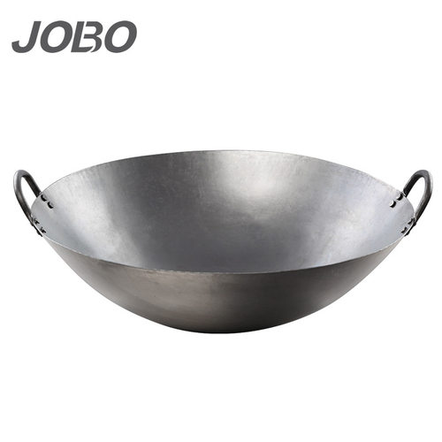 巨博（JOBO）圆底纯铁炒锅传统中式双耳锅粤菜厨师广式炒锅