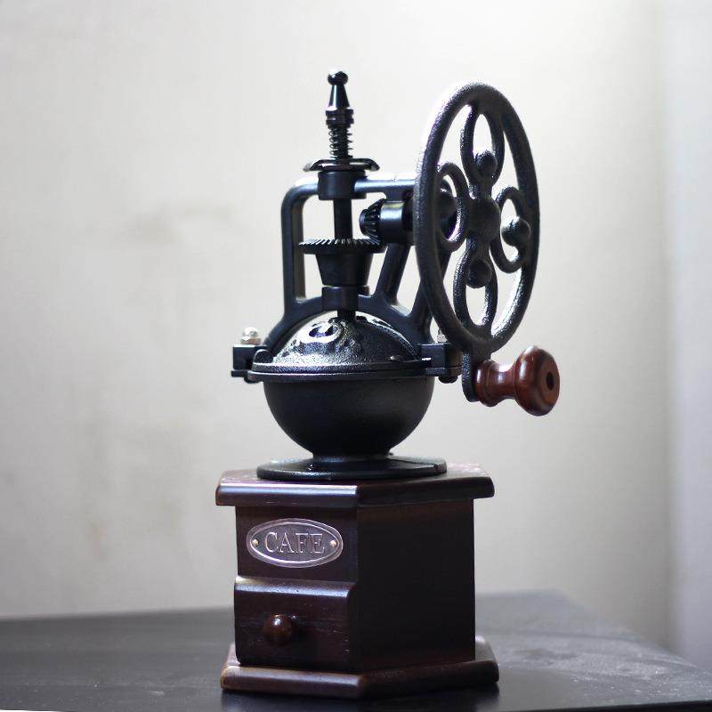 复古六角摩天轮手摇磨豆机咖啡豆研磨机铸铁磨粉机胡椒磨家商用